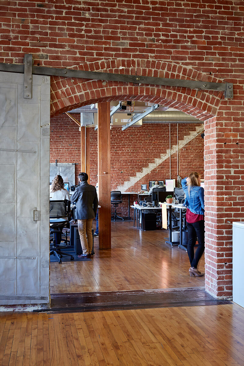 studio vara workplace odopod office entryway brick 